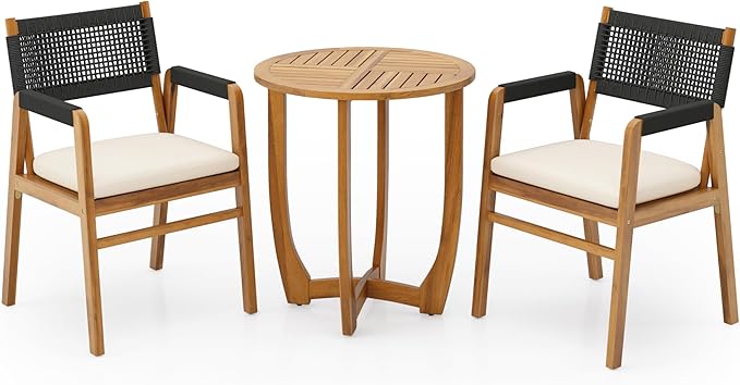 Christopher Knight Home Zed 3 Pieces Outdoor Dining Set, Acacia Wood Dining - Image 4