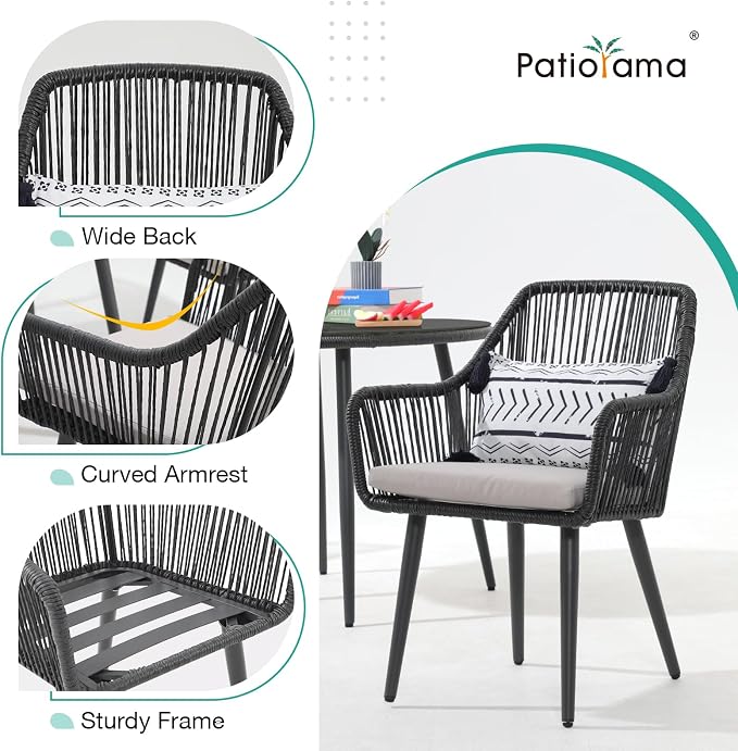 Patiorama 5-Piece Patio Dining Set, Outdoor Dining Table Chair Set, All-Weather - Image 6