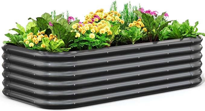 Quictent Galvanized Raised Garden Bed Kit, Strengthened by Crossbar, Dark Gray by QUICTENT
