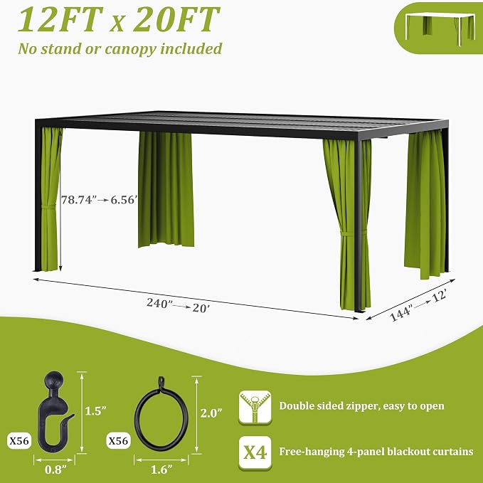 Gazebo Universal Replacement Privacy Curtain, 4-Panels Sidewall Curtains - Image 2