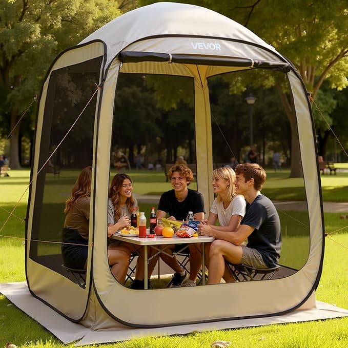 VEVOR 6 x 6 ft Pop up Screen House Tent, 4-6 Person Portable Screen Gazebo by VEVOR