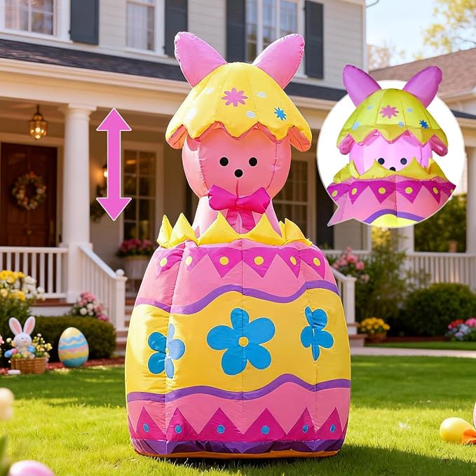 Domkom Up & Down 5.3FT Tall Easter Inflatable Bunny Outdoor Decorations by DomKom
