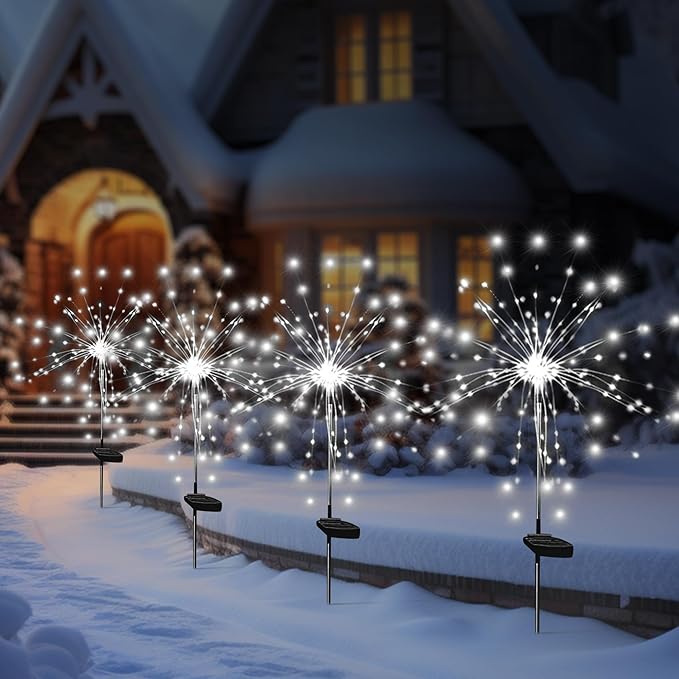 Solar Garden Firework Lights Outdoor Waterproof, 2 Pack Solar Powered Art Stake - Image 3