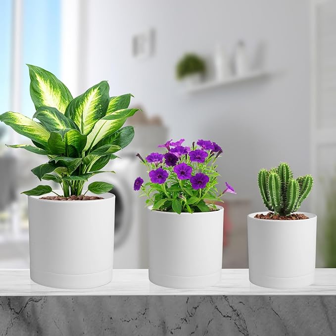 7/6.5/6/5/4 inch Flower Pots, 5 Pack Cylinder Plant Pots - Image 7