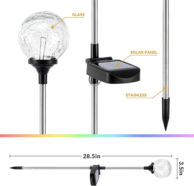 SOLPEX Solar Garden Lights 6 Pack, Solar Lights Outdoor Decorative, Solar Globe - Image 4