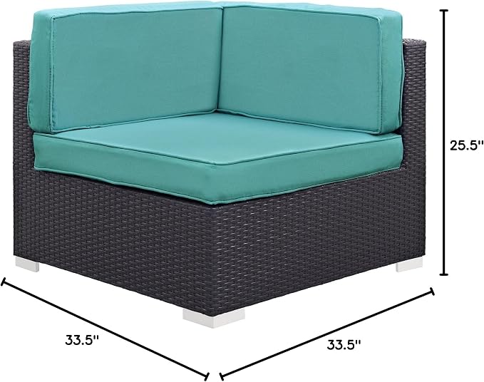 Modway Convene Corner Sectional Outdoor Patio, Espresso Turquoise - Image 6
