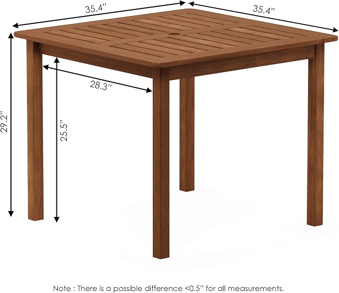 Furinno FG18006 Tioman Hardwood Patio Furniture Square Table - Image 3