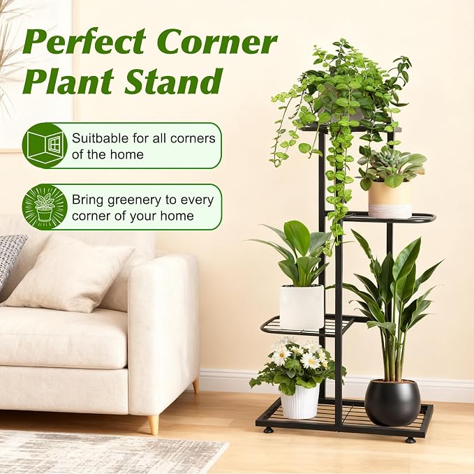 Plant Stand Indoor Outdoor, Corner Metal Plant Stands, Heavy Duty Tall Planter - Image 4
