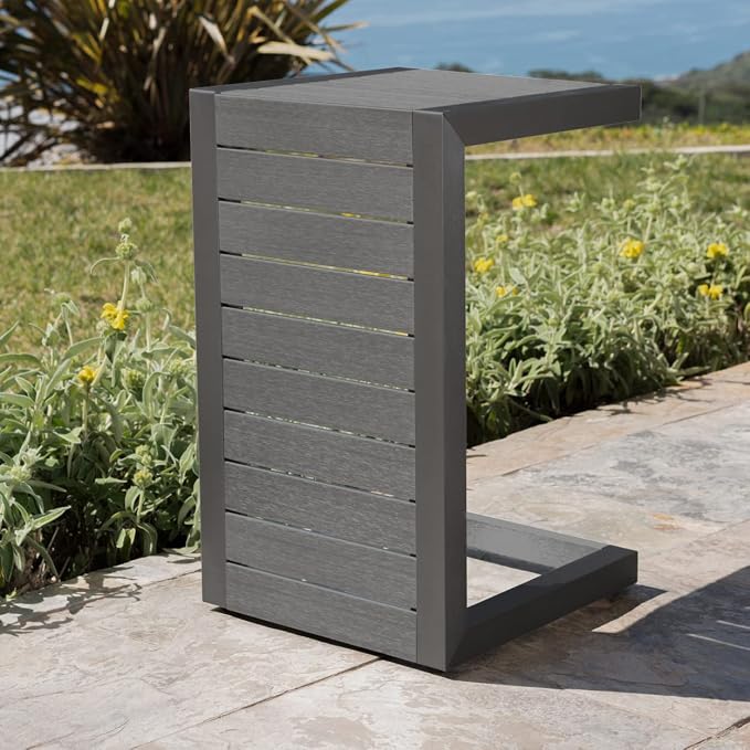 Christopher Knight Home Cape Coral Outdoor Aluminum C-Shaped Side Table - Image 2