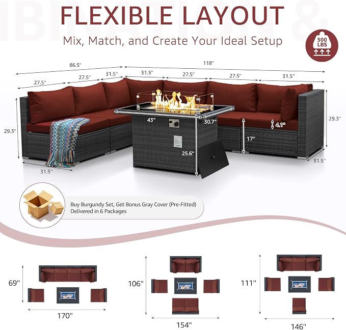 NICESOUL 7 Piece Outdoor Patio Furniture - Image 4