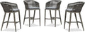 PURPLE LEAF Outdoor Bar Stool Set of 4 Rattan Wicker Patio Height Stool Bar by PURPLELEAF