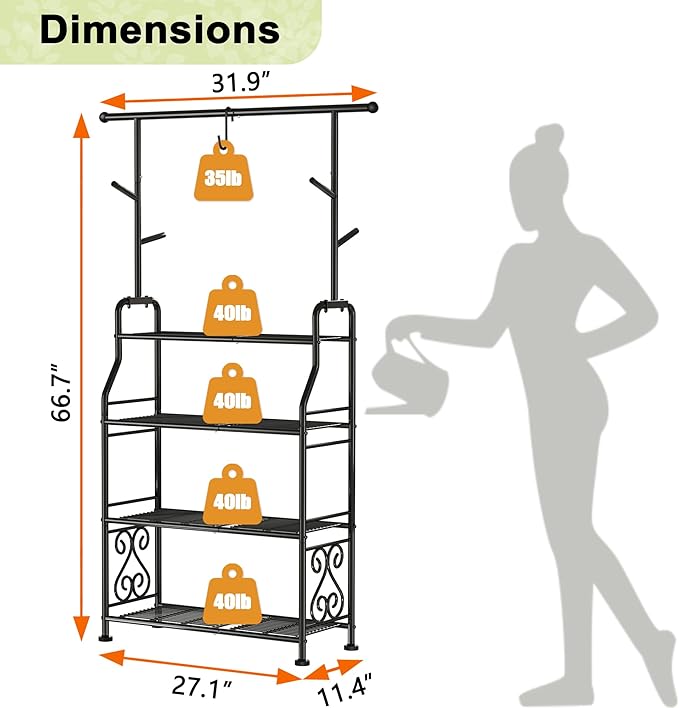 GIOTORENT Plant Stand Indoor Outdoor, 4-Tier Heavy Duty Metal Shelves, Display - Image 3
