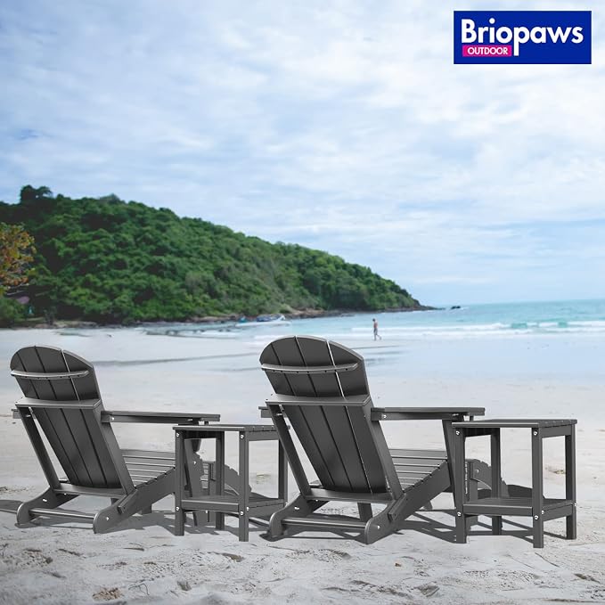 BRIOPAWS Adirondack Ottomans | Folding | Set of 4 | HDPE Plastic | Grey Outdoor - Image 6
