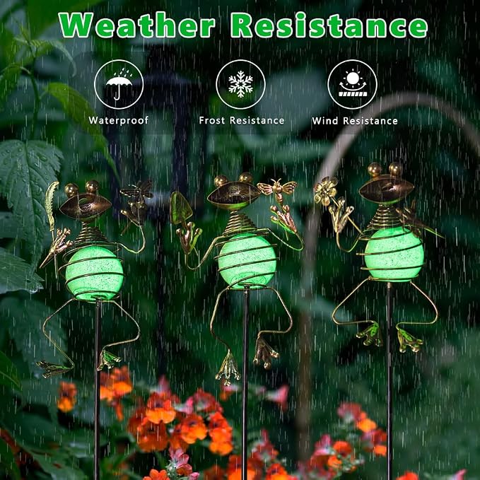 3 Pack Decorative Garden Stakes, Frog Waterproof Metal Spring Decor, Outdoor - Image 5