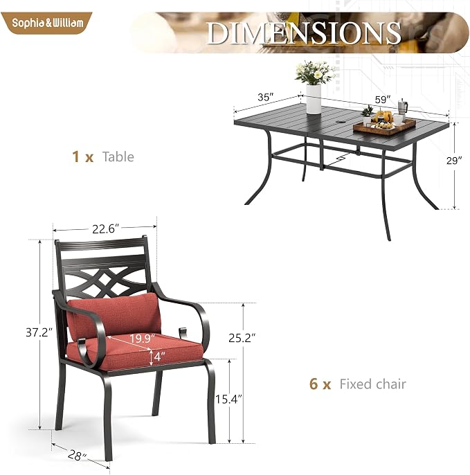 Sophia and William Patio Dining Set - Image 6