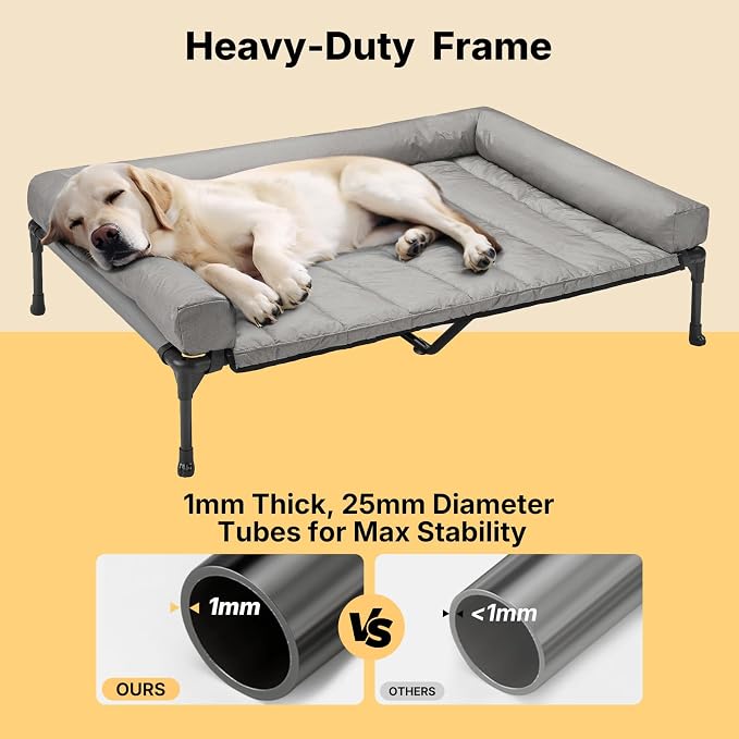Veehoo Cooling Elevated Dog Bed Add Removable Waterproof Bolster Cushion Mat - Image 6