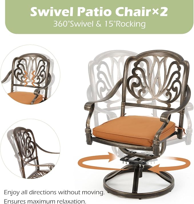 9-Piece Outdoor Dining Set All Aluminum Patio Table and Chairs Set - Image 3