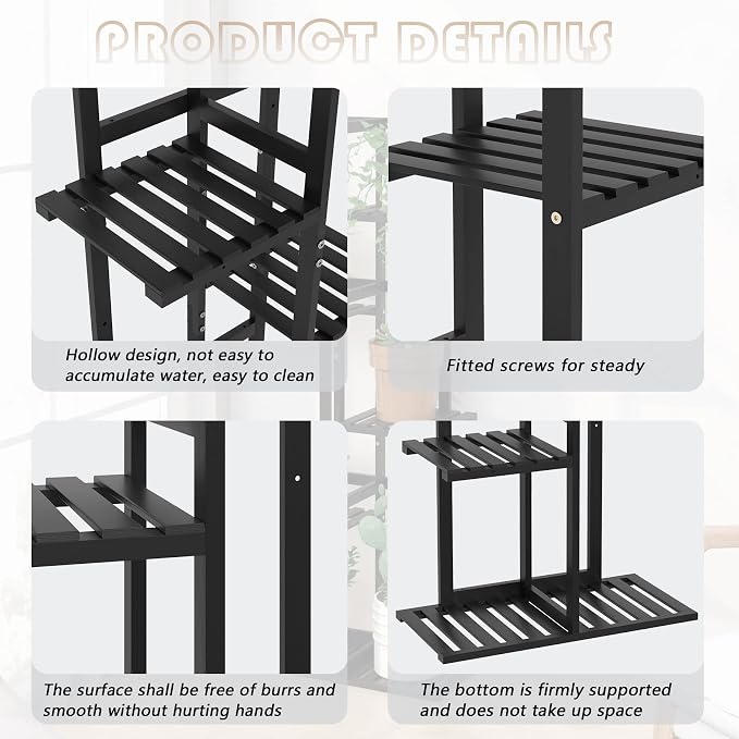 Laiensia 5 Tier Bamboo Plant Stand Rack 6 Potted Multiple Flower Pot Holder - Image 8