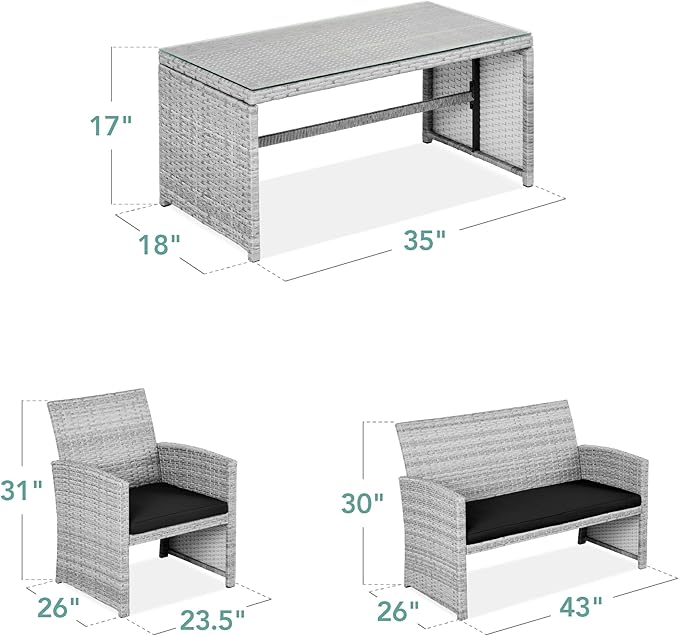 Best Choice Products 4-Piece Outdoor Wicker Patio Conversation Furniture Set - Image 7