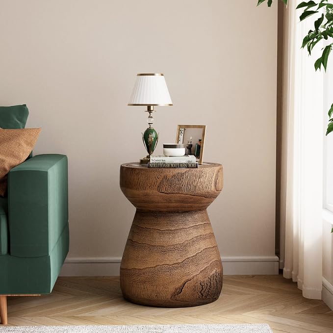 COSIEST Outdoor Side Table w Chessboard, Lightweight Decor Outdoor Round End - Image 5