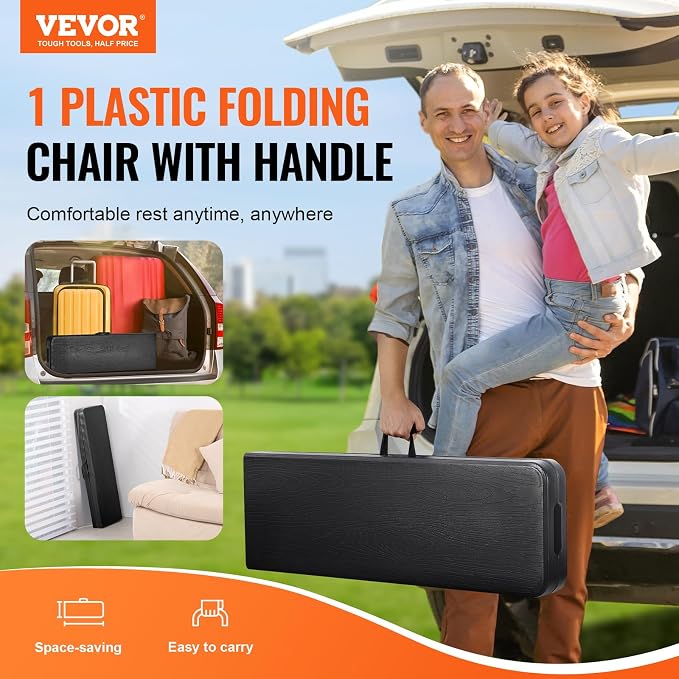 VEVOR Plastic Folding Bench, 6ft Portable Folding Bench, Smooth High Density - Image 4