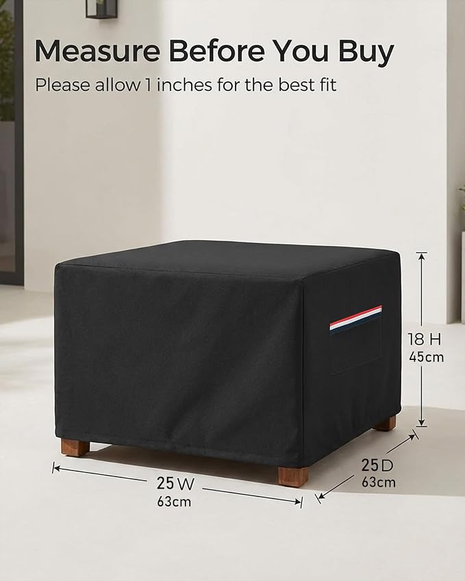 Square Waterproof Patio Ottoman Cover, 600D Heavy Duty Outdoor Furniture Cover - Image 3