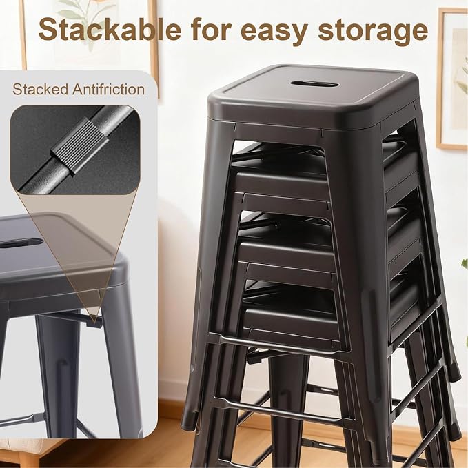 Stackable Metal Bar Stool Backless Indoor-Outdoor Counter Stools Fullmetal - Image 6