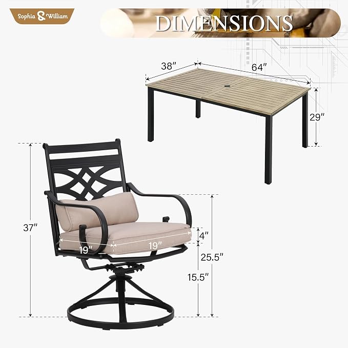Sophia & William Swivel Patio Dining Set - Image 7