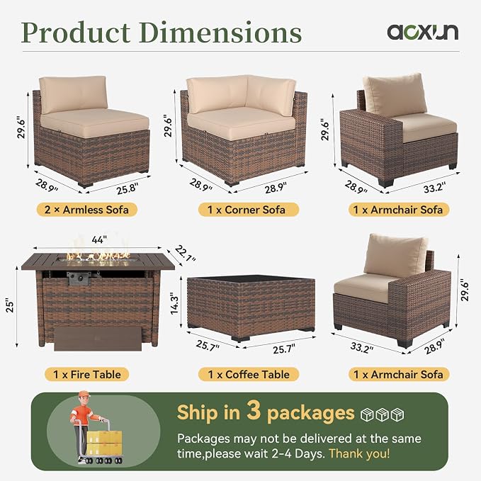 Aoxun 7 Piece Patio Furniture Set - Image 6