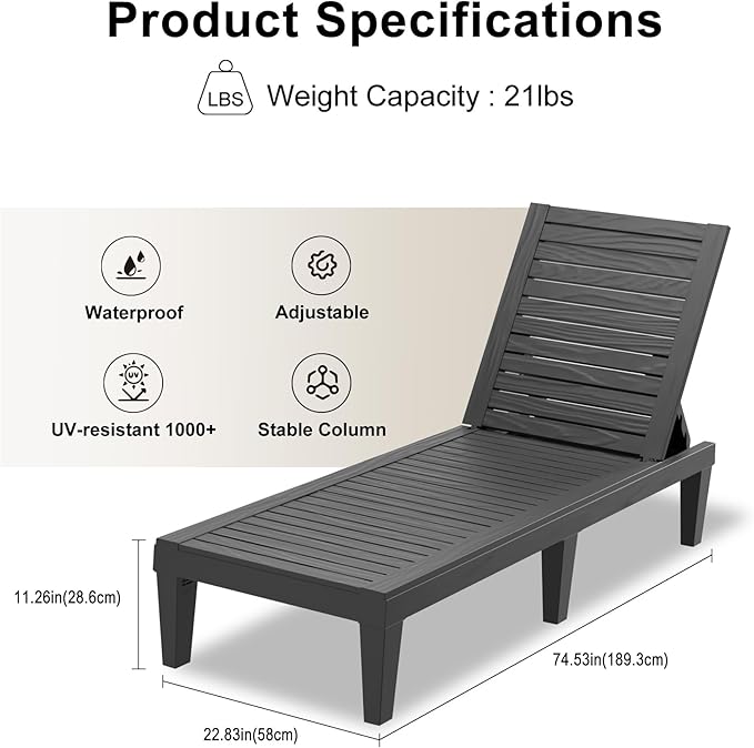 EasyUp Resin Chaise Lounge Chairs - Image 3