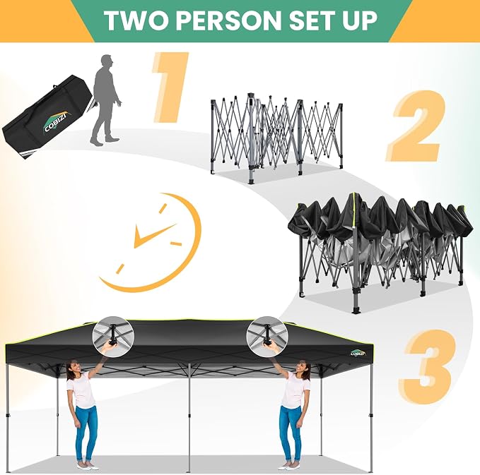 COBIZI 10x20 Pop Up Canopy Tent, Outdoor Party Tent - Image 2