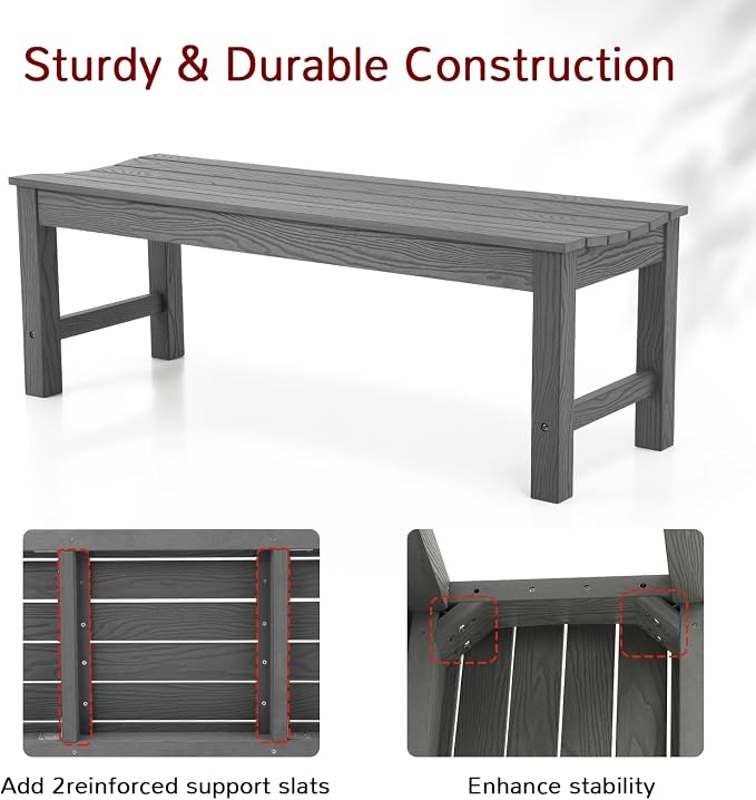 Stoog Outdoor Bench, 2-Person Outdoor Poly Lumber Backless Bench, Weatherproof - Image 5