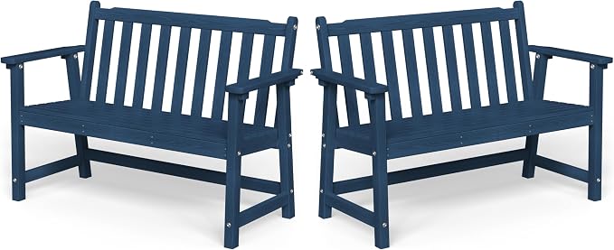 Ciokea 48" Outdoor Bench Set of 2, HDPE Weatherproof Garden Bench, 2-Person by CIOKEA