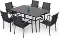 7-Piece Outdoor Dining Set, 6 Stackable Patio Portable Chairs & 60'' by Anmutig