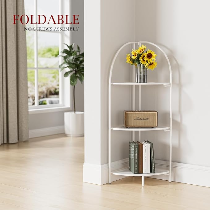 Crofy Foldable 3 Tier Corner Shelf, Metal Corner Plant Stand - Image 2