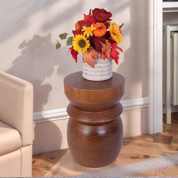 Athaliah Small Tree Stump Side Table Nightstand – 15.75”H Solid Paulownia Wood - Image 7
