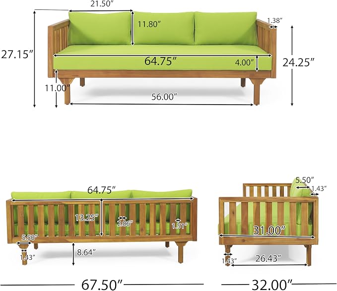 Merax Outdoor Acacia Wood Conversation Set - Image 7
