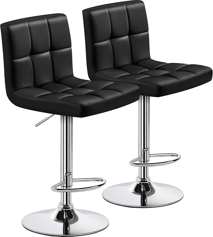 Yaheetech Bar Stools Set of 2, Adjustable PU Leather Swivel Barstools, Modern by Yaheetech