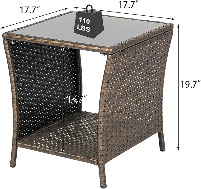 Kinfant Rattan Patio Side Table - Image 3