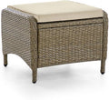Benjara BM302160 21 in. Fabric Faux Wicker Ankia Outdoor Square Ottoman Beige & by Benjara