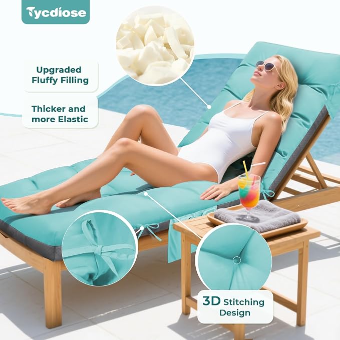 Outdoor Lounge Chair Cushion, Waterproof Replacement Chaise Lounge Cushions - Image 2