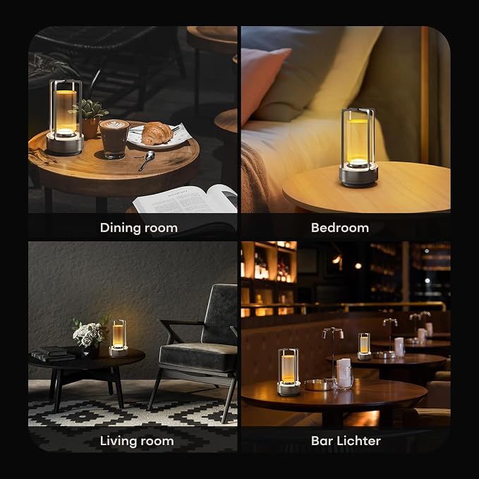 Portable Metal Table Lamp for Indoor/Outdoor, Rechargeable Cordless LED Lamp - Image 4