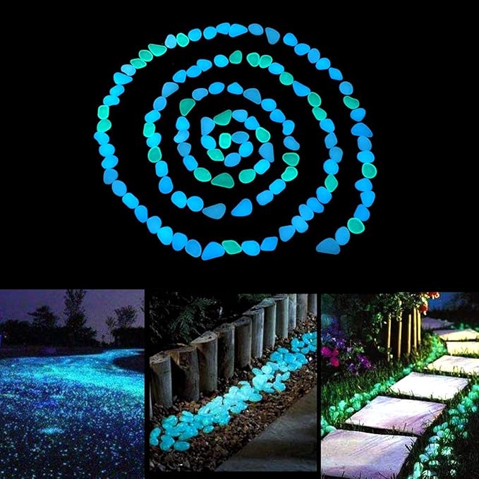 UNIME Glow in The Dark Garden Pebbles Stones Rocks - Image 3