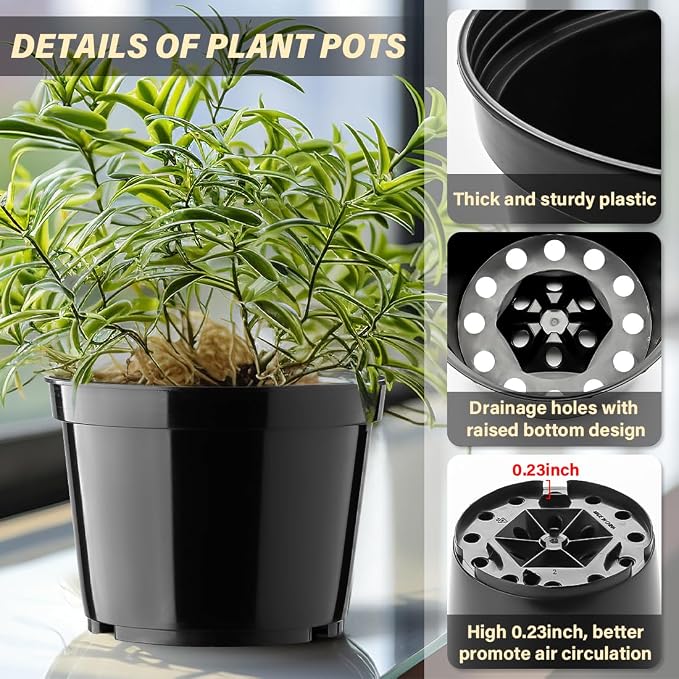 BTPLASTIK 15 Pack 6 Inch Plastic Plant Pots - Image 3