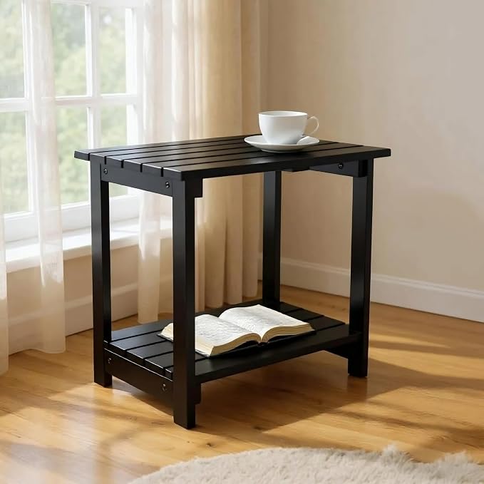 Shine Company Indoor/Outdoor Providence Rectangular Acacia Wooden Side Table - Image 6