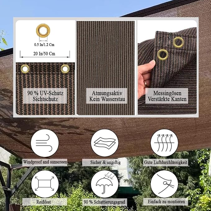 90% Sun Shade Cloth for Patio, 12x24 Ft Breathable Sunshade Fabric for Garden - Image 3