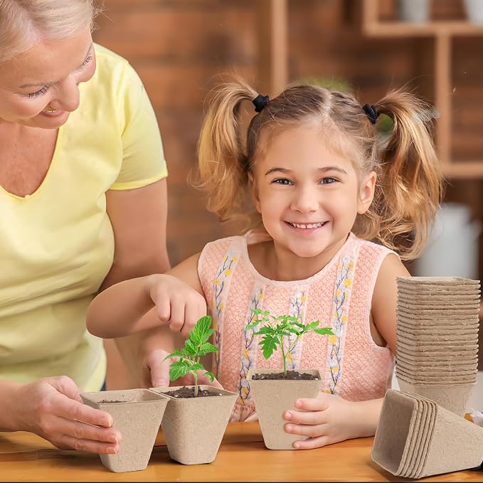 Square Peat Nursery Pots 150 Pcs 3in Biodegradable and Label, Used - Image 7