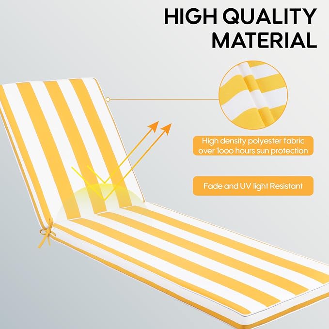 Only choice 2 Pcs Set Outdoor Lounge Chair Cushions Patio Chaise Lounge Chair - Image 4