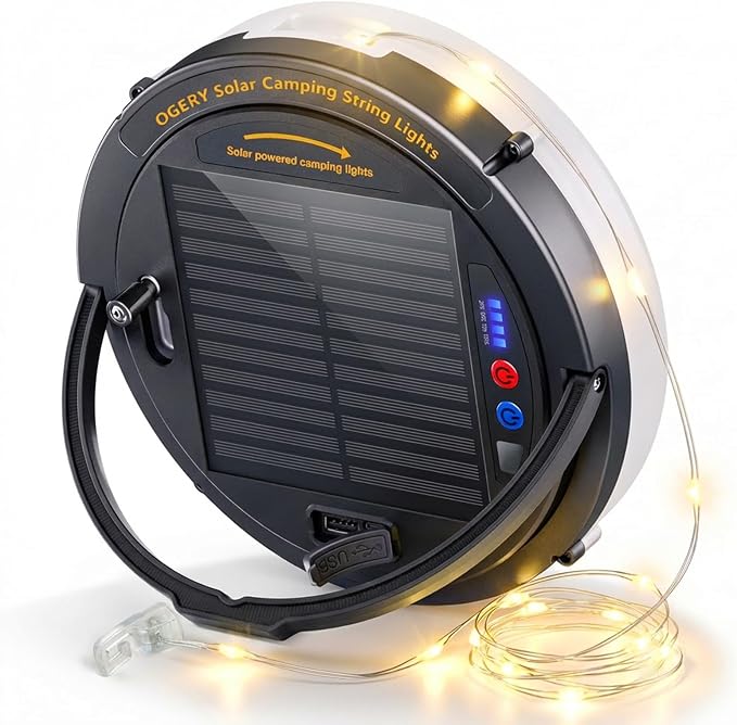 OGERY Solar Camping String Lights, 5400mAh/ 49.2FT/ 11 Modes Rechargeable by OGERY