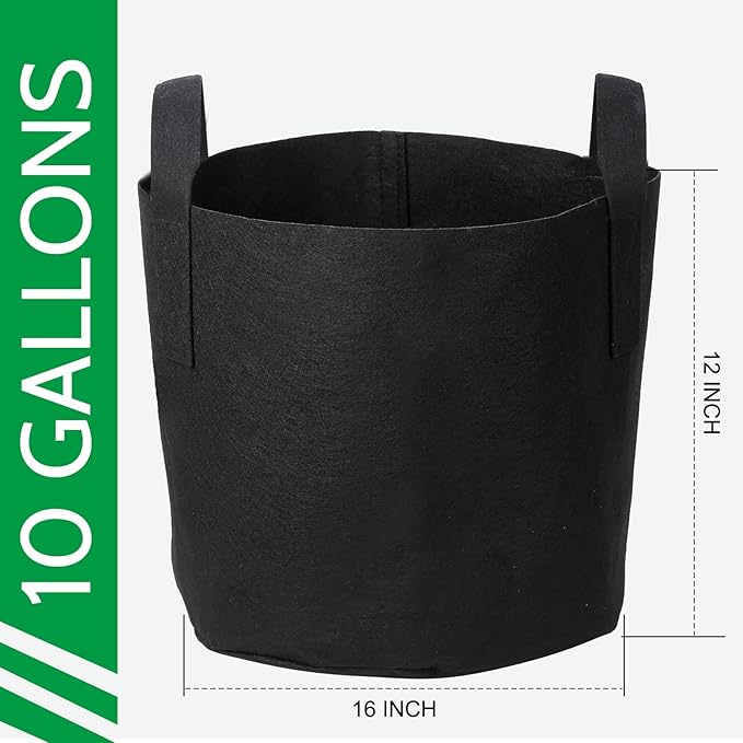 JERIA 12-Pack 10 Gallon Grow Bags, 300G Thickened Nonwoven Garden Pots - Image 2